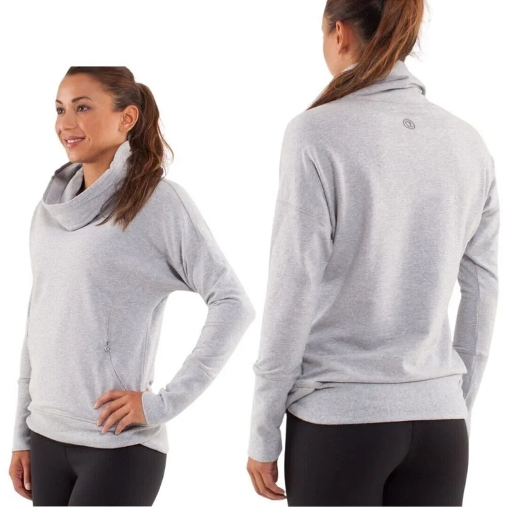 Lululemon Women's Rest Day Gray Cowl Neck Pullover Athletic Sweatshirt Size 4